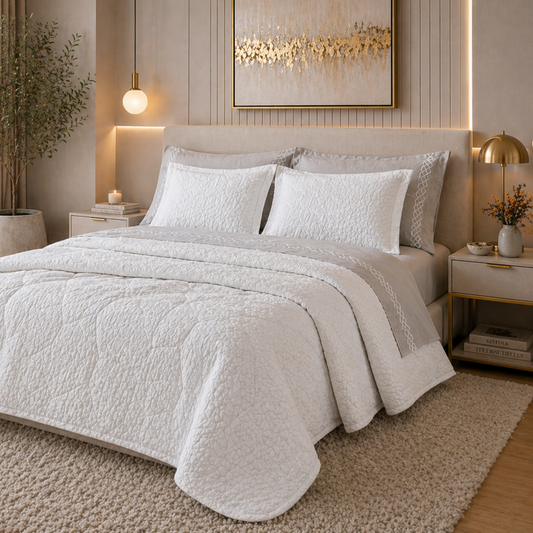 Edredão Quilt Jacquard Alfa Branco 2