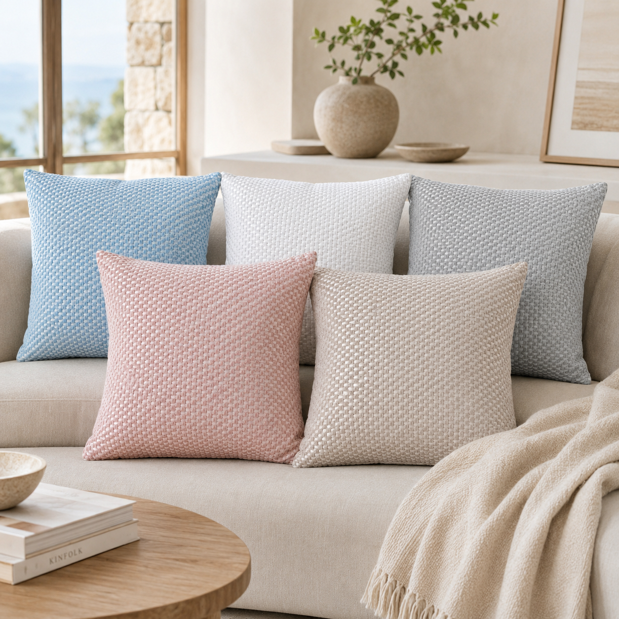Almohada Jacquard 100% Algodón Percal 50x50 Serenity