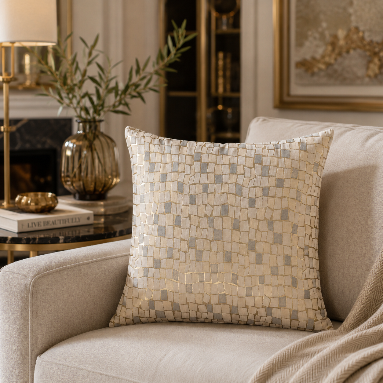 Almohada Jacquard 100% Algodón Percal 50x50 Serenity