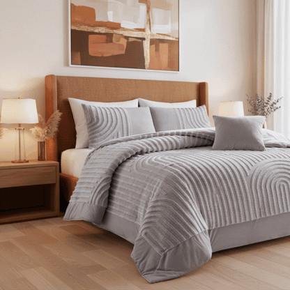 Edredão Coralina Dupla Jacquard Encanto Cinza