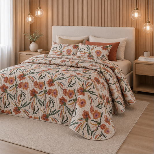 Edredão Bouty Estampado Efeito Linho Iris