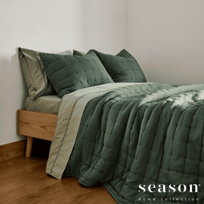 Edredão Quilt Jacquard 100% Algodão Nodal Verde