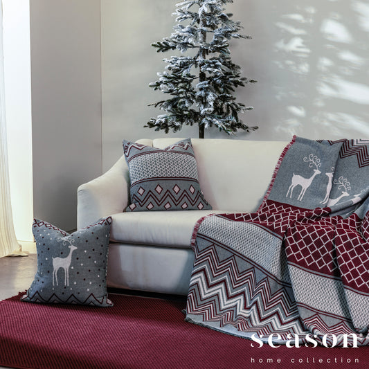 Almofada Cheia Jacquard 50x50 Winter Paht Vermelho