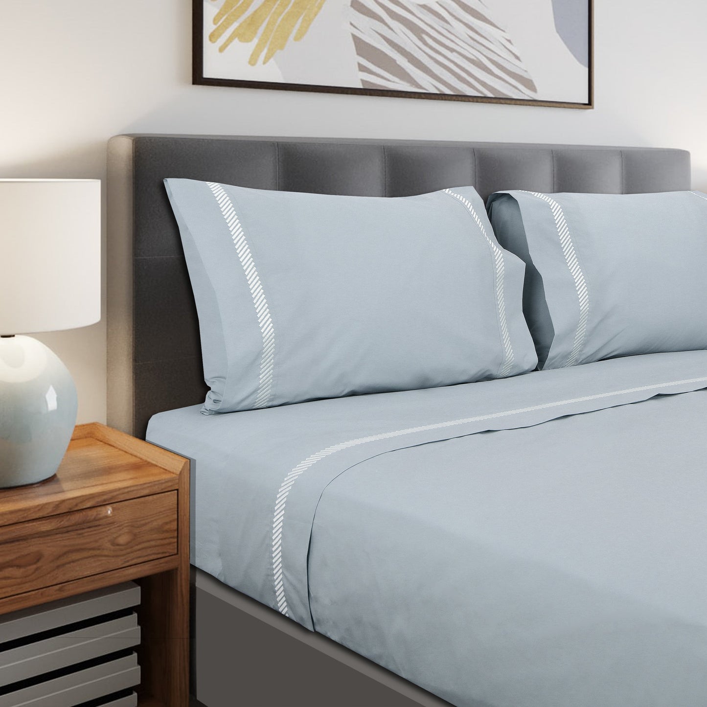 Jogo Lençóis Cama 100% Algodão Percal 200 Fios Oslo