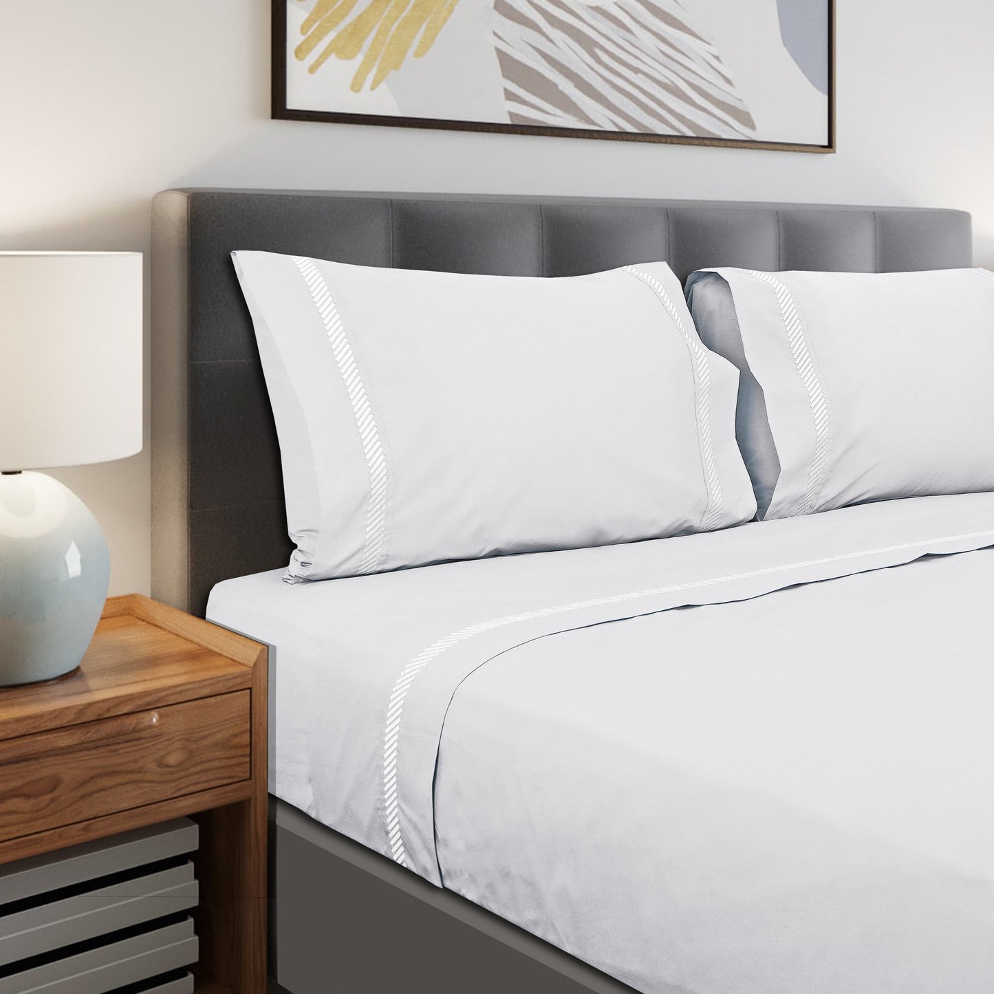Jogo Lençóis Cama 100% Algodão Percal 200 Fios Oslo