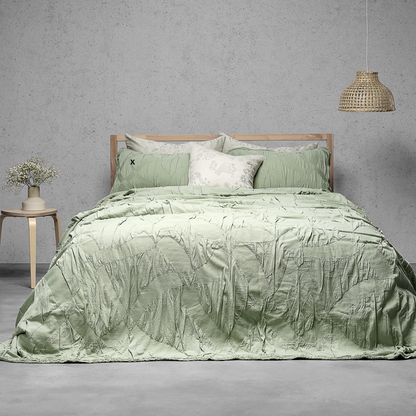 Colcha Jacquard Algodão 270x270 Wavy Verde