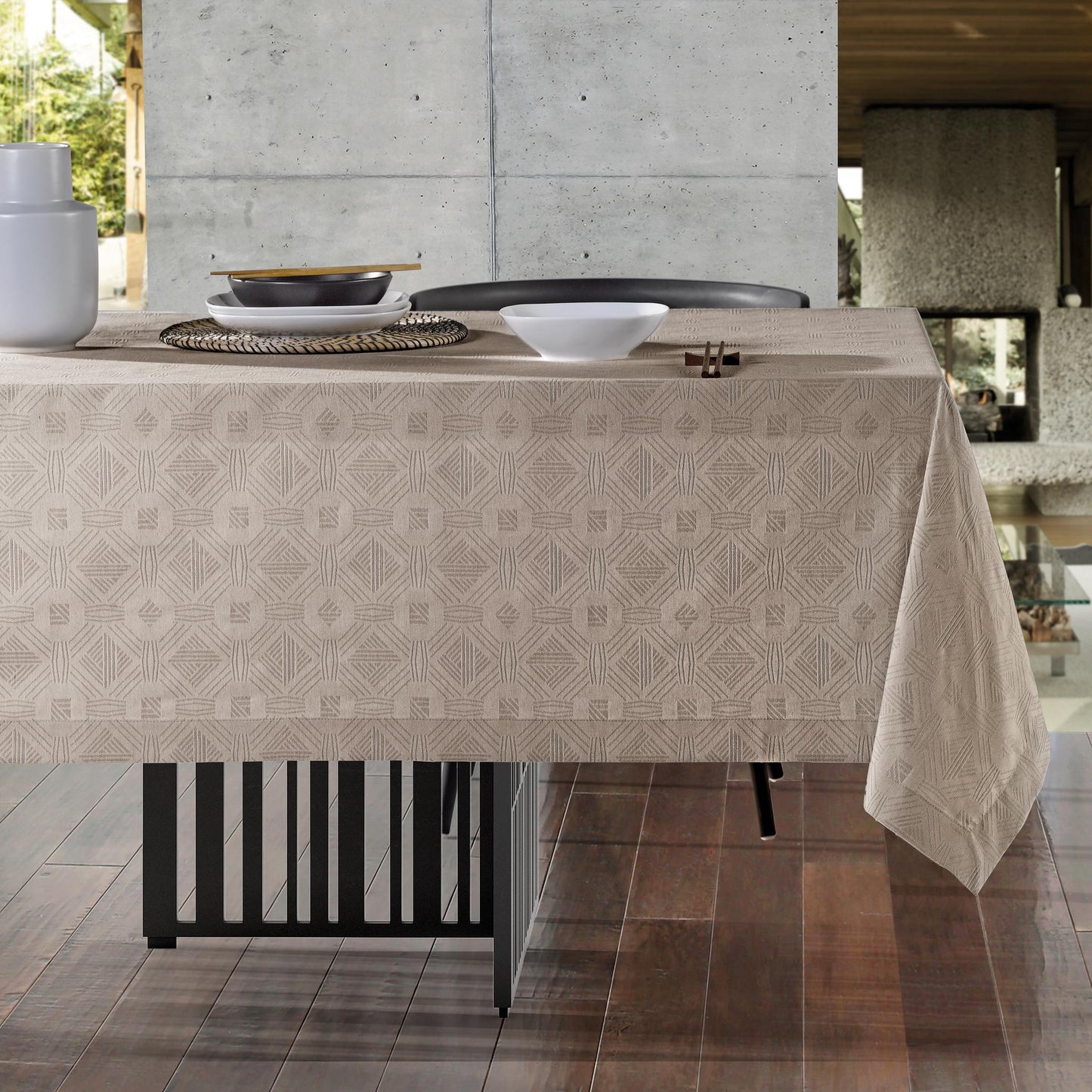 Toalha de Mesa Algodão e Poliéster Gourmet Taupe