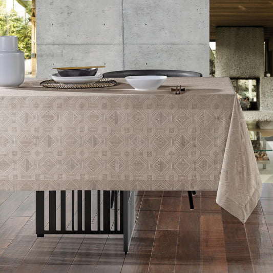 Toalha de Mesa Algodão e Poliéster Gourmet Taupe