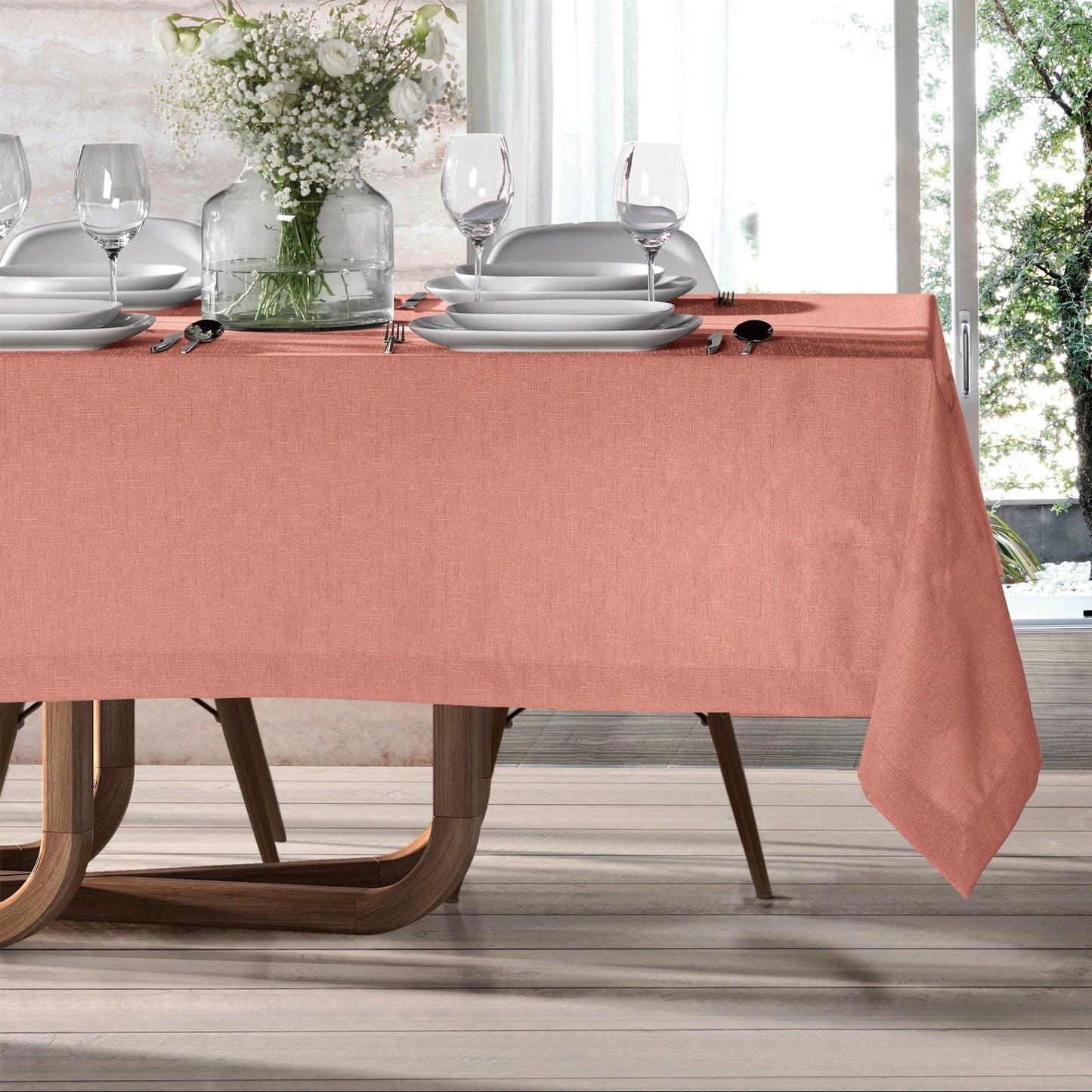 Toalha de Mesa 100% Poliéster Mate Terracota