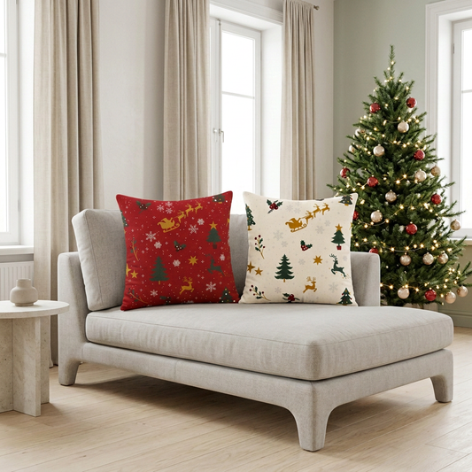 Almofada Decorativa de Natal Dupla Face Noela Vermelha