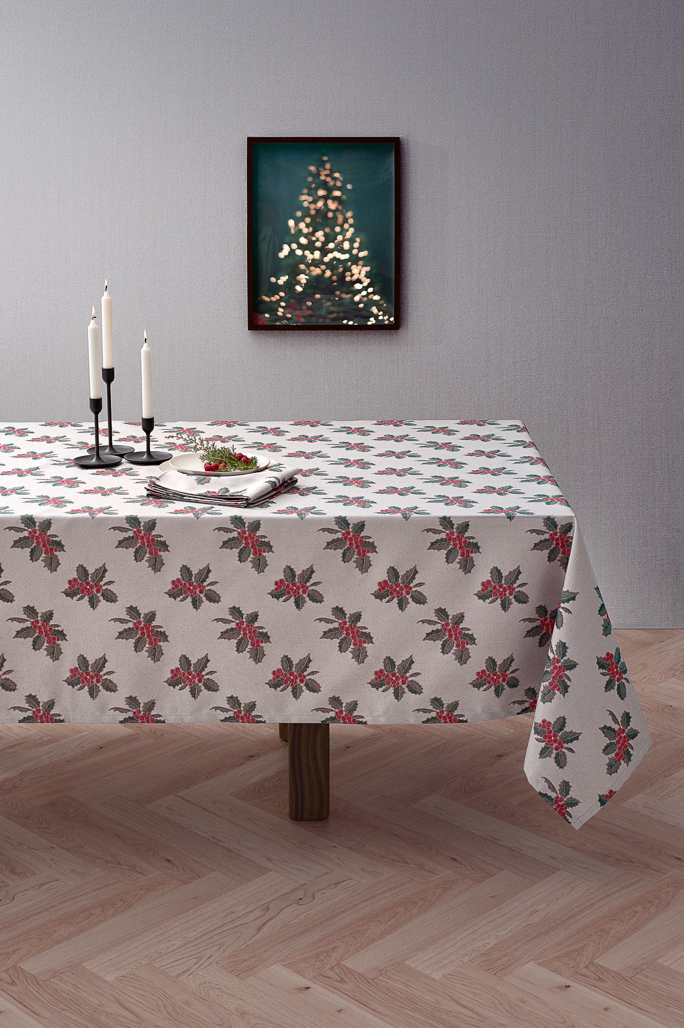 Toalha de Mesa Jacquard ANTI-NÓDOAS 160x160 Azevinho