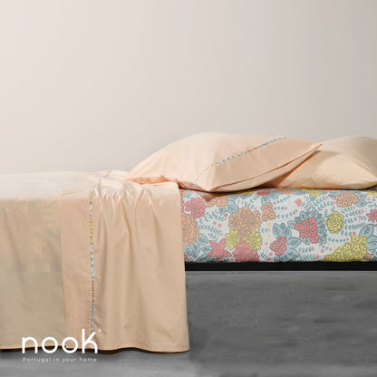 Lençóis Cama 100% Algodão Percal 200 Fios Peacefull Salmão