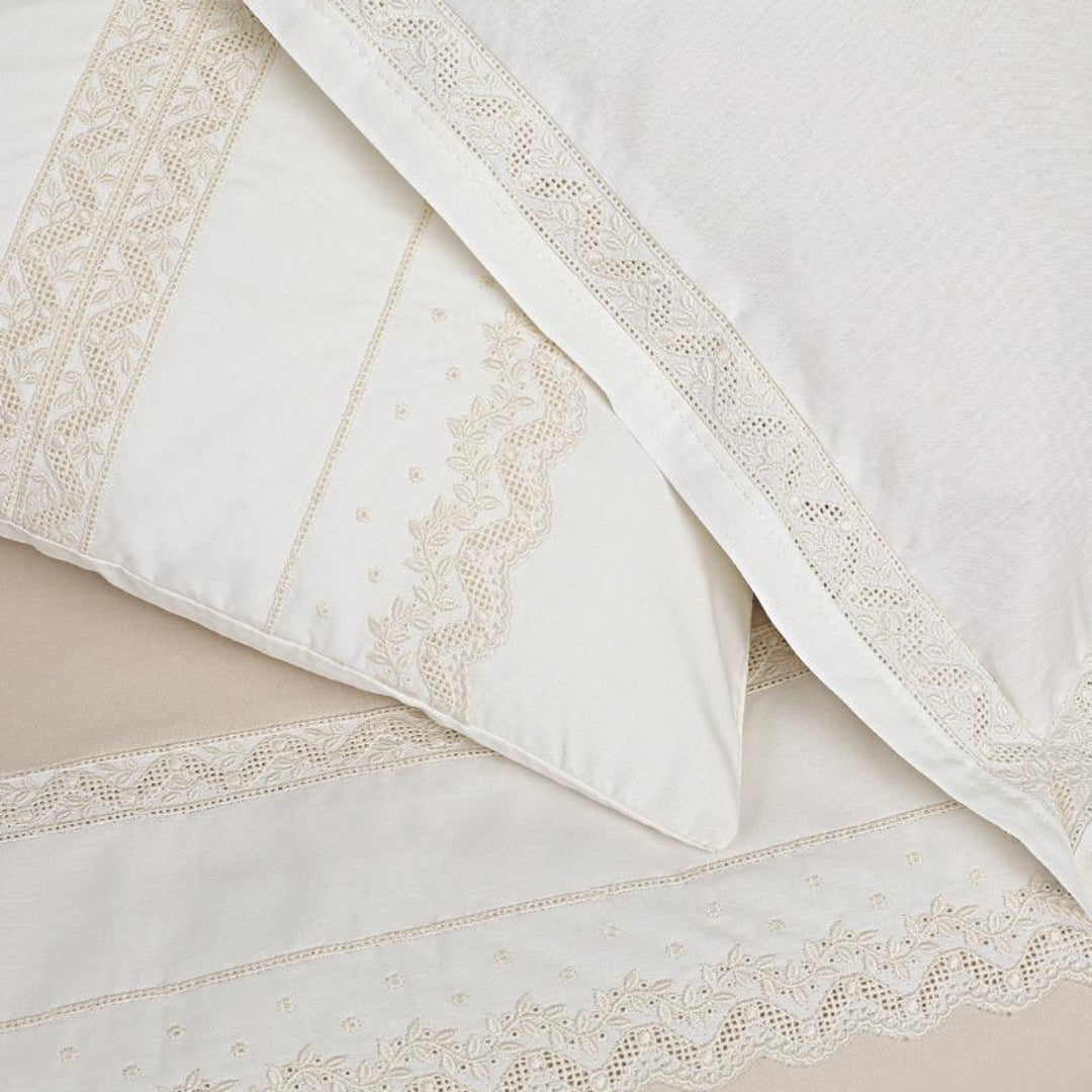 Coordenado Completo Cama 13 Peças Branco C/ Renda Beje